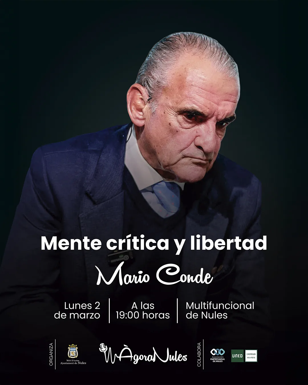 Ágora Nules: «Mente crítica y libertad» con Mario Conde