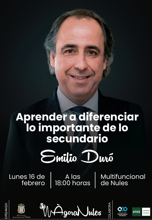 Emilio Duró protagonizará la nueva conferencia del ciclo Ágora Nules